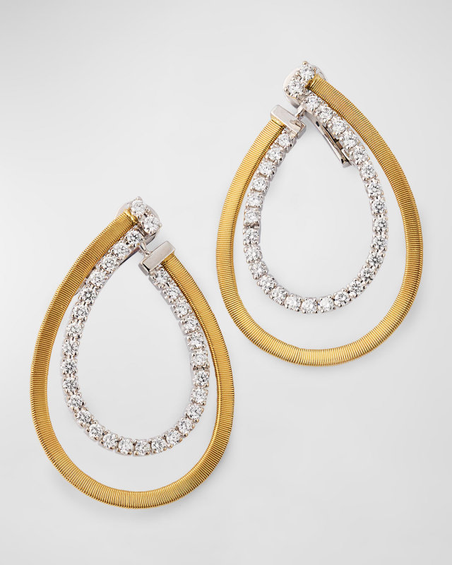 18K Yellow Gold Masai Double Strand Pavé Diamond Wrap Earrings